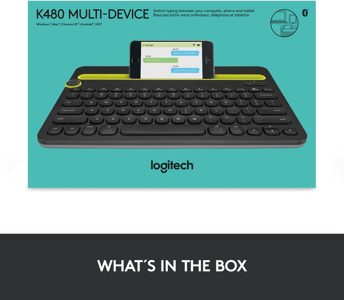 Logitech Bluetooth Multi-Device Keyboard K480 Black