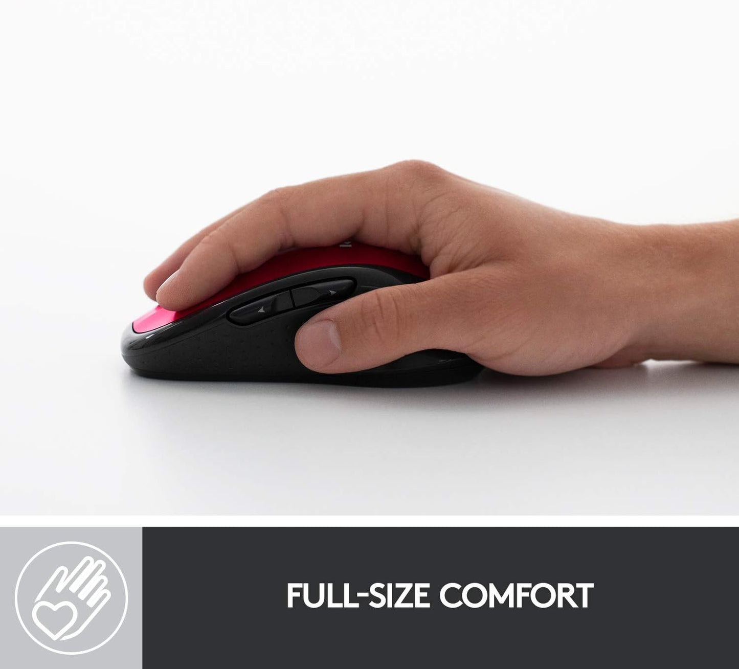 Logitech M510 Wireless Computer Mouse – Comfortable Shape with USB Unifying Receiver, Back/Forward Buttons and Side-to-Side Scrolling - Red
