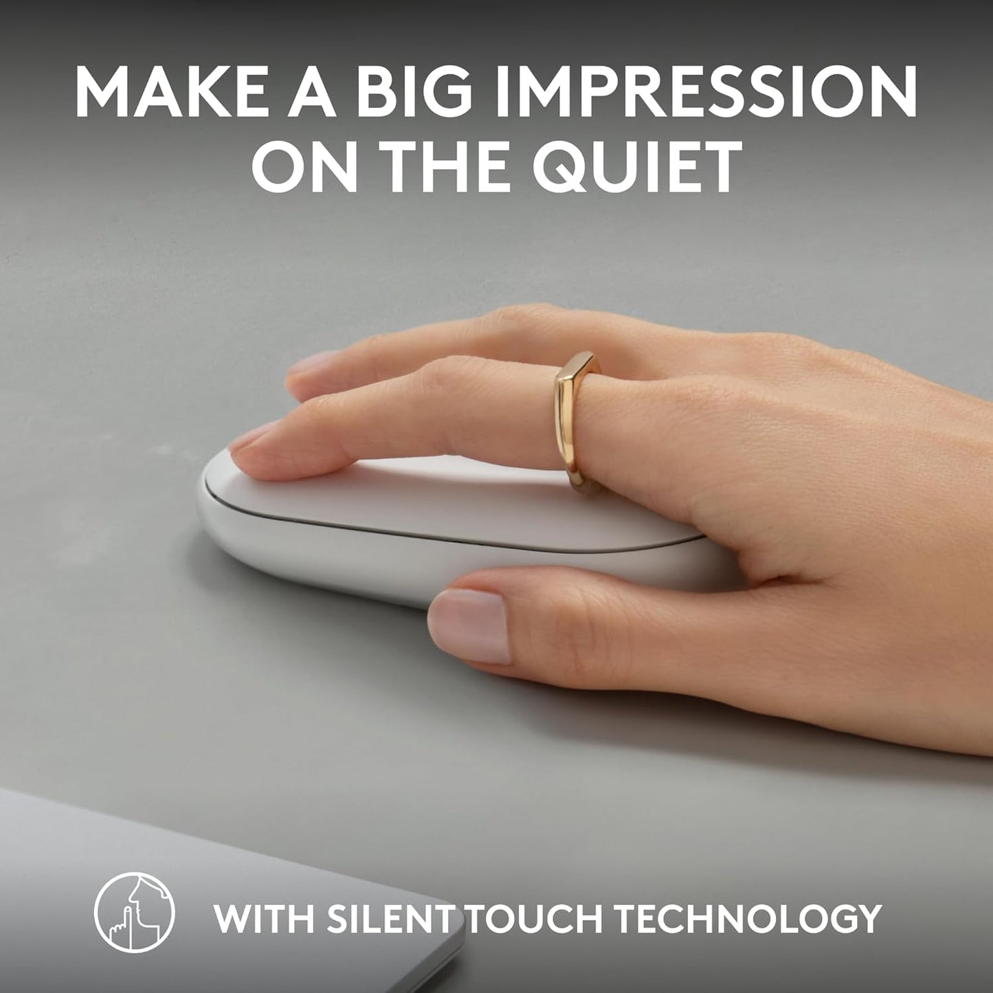 Logitech Pebble Mouse 2 M350s Slim Bluetooth Wireless Mouse, Portable, Customizable Button, Quiet Clicks, Easy-Switch for Windows, macOS, iPadOS, Android, Chrome OS - Tonal White