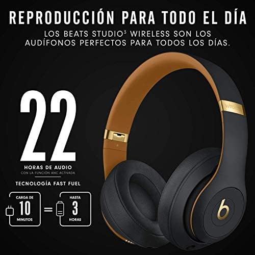 Beats Studio3 Wireless Noise Cancelling Over-Ear Headphones - Apple W1 Headphone Chip, Class 1 Bluetooth, 22 Hours of Listening Time, Built-in Microphone - Midnight Black