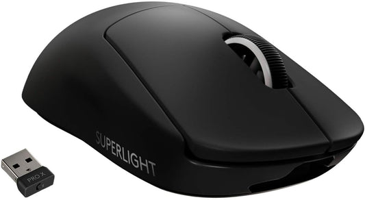 Logitech G PRO X SUPERLIGHT Wireless Gaming Mouse, Ultra-Lightweight, HERO 25K Sensor, 25,600 DPI, 5 Programmable Buttons, Long Battery Life, Compatible with PC / Mac - Black