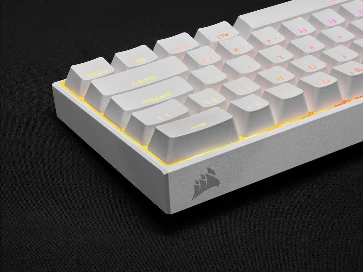 Corsair - K65 RGB Mini Wired 60% Mechanical, CH-9194114-NA, Cherry MX Speed Linear Switch Gaming Keyboard with PBT Double-Shot Keycaps - White