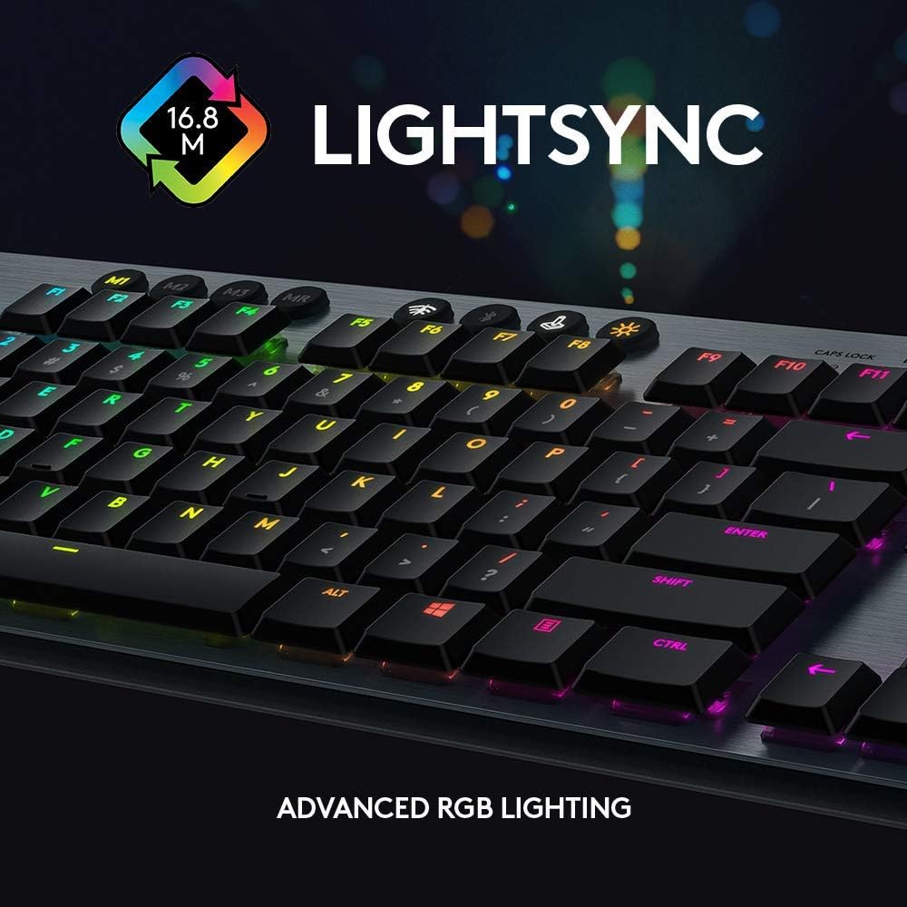 Logitech G915 LIGHTSPEED Wireless RGB Mechanical Gaming Keyboard Clicky, Pro-Grade Wireless, Low Profile Mechanical Switches, 22MM Ultra-Thin Design, Black