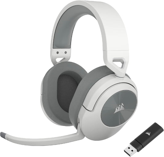 Corsair HS55 Wireless Multiplatform Lightweight Gaming Headset with Bluetooth - Dolby 7.1 Surround Sound - iCUE Compatible - PC, PS5, PS4, Mobile - White
