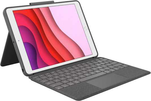 Logitech Combo Touch for iPad (7th, 8th 9th Generation) Keyboard case with trackpad, Kickstand, Wireless Keyboard, Smart Connector Technology - Graphite