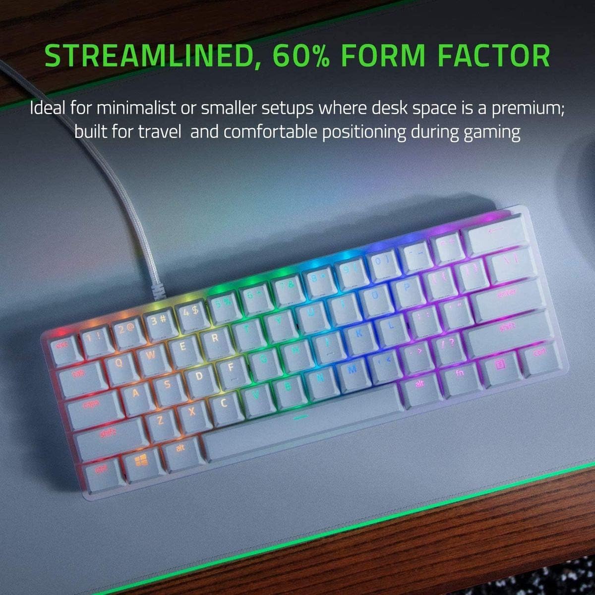 Razer Huntsman Mini Wired Optical Linear Gaming Keyboard for PC, Chroma RGB, White